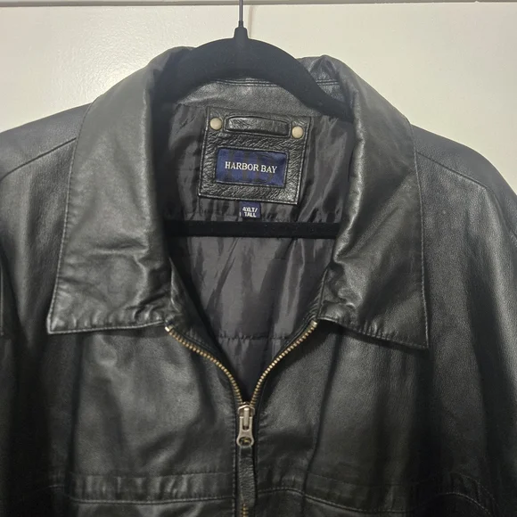 Harbor Bay Genuine Leather Black Biker Outlaw Jacket 4XL Tall - Picture 4 of 11